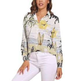 AILLOSA TH-484 V Yaka Rahat Kadın Gömlek