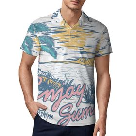AILLOSA TH-485 3D Baskılı Desen Kısa Kollu Polo Yaka Erkek T-shirt