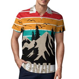 AILLOSA TH-486 3D Baskılı Desen Kısa Kollu Polo Yaka Erkek T-shirt