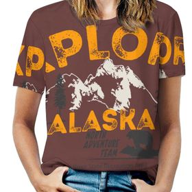 AILLOSA TH-489 Tamamı Baskılı Kısa Kollu Yuvarlak Yaka Kadın T-shirt