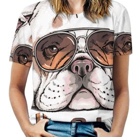 AILLOSA TH-492 Tamamı Baskılı Kısa Kollu Yuvarlak Yaka Kadın T-shirt