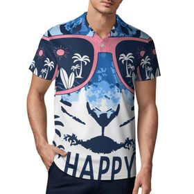 AILLOSA TH-493 3D Baskılı Desen Kısa Kollu Polo Yaka Erkek T-shirt