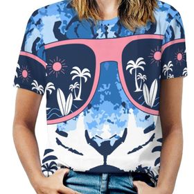 AILLOSA TH-493 Tamamı Baskılı Kısa Kollu Yuvarlak Yaka Kadın T-shirt