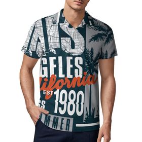 AILLOSA TH-498 3D Baskılı Desen Kısa Kollu Polo Yaka Erkek T-shirt