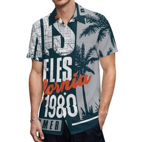 AILLOSA TH-498 Aloha Hawaii 3D Desen Kısa Kollu Erkek Gömlek