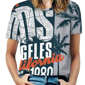 AILLOSA TH-498 Tamamı Baskılı Kısa Kollu Yuvarlak Yaka Kadın T-shirt