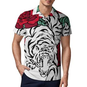 AILLOSA TH-499 3D Baskılı Desen Kısa Kollu Polo Yaka Erkek T-shirt