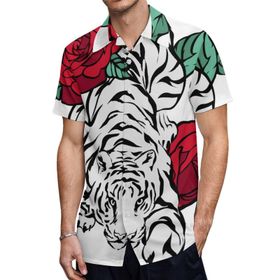 AILLOSA TH-499 Aloha Hawaii 3D Desen Kısa Kollu Erkek Gömlek