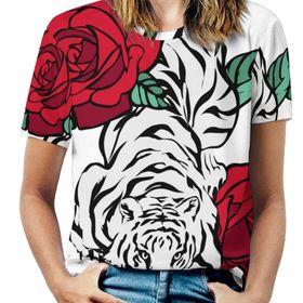 AILLOSA TH-499 Tamamı Baskılı Kısa Kollu Yuvarlak Yaka Kadın T-shirt