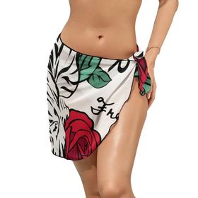 AILLOSA TH-499 Wrap Sarong Beyaz Siyah Kadın Plaj Elbise