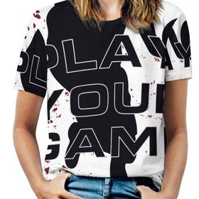 AILLOSA TH-500 Tamamı Baskılı Kısa Kollu Yuvarlak Yaka Kadın T-shirt