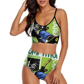 AILLOSA TH-511 Geniş Omuz Askılı Üçgen Bikini Üstü Alçak Bel İki Parça Kadın Bikini Seti