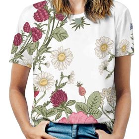 AILLOSA TH-57 Tamamı Baskılı Kısa Kollu Yuvarlak Yaka Kadın T-shirt