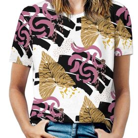 AILLOSA TH-702 Tamamı Baskılı Kısa Kollu Yuvarlak Yaka Kadın T-shirt