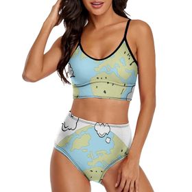 AILLOSA TH-76 Geniş Omuz Askılı Üçgen Bikini Üstü Alçak Bel İki Parça Kadın Bikini Seti