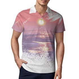 AILLOSA TH-85 3D Baskılı Desen Kısa Kollu Polo Yaka Erkek T-shirt