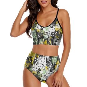 AILLOSA YH-101 Geniş Omuz Askılı Üçgen Bikini Üstü Alçak Bel İki Parça Kadın Bikini Set