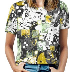 AILLOSA YH-101 Tamamı Baskılı Kısa Kollu Yuvarlak Yaka Kadın T-shirt