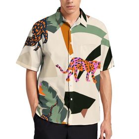 AILLOSA YH-103 Aloha Hawaii 3D Desen Kısa Kollu Erkek Gömlek