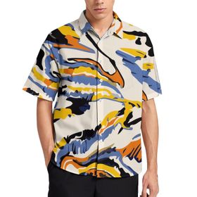 AILLOSA YH-107 Aloha Hawaii 3D Desen Kısa Kollu Erkek Gömlek