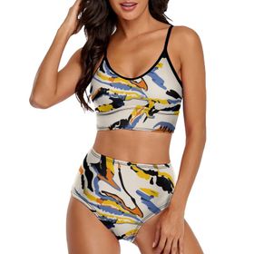 AILLOSA YH-107 Geniş Omuz Askılı Üçgen Bikini Üstü Alçak Bel İki Parça Kadın Bikini Set