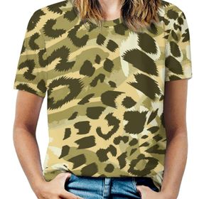 AILLOSA YH-112 Tamamı Baskılı Kısa Kollu Yuvarlak Yaka Kadın T-shirt