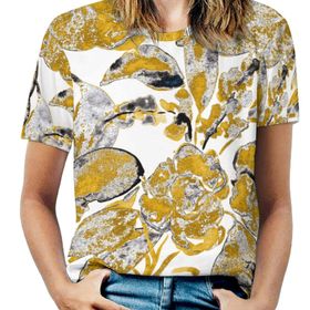 AILLOSA YH-114 Tamamı Baskılı Kısa Kollu Yuvarlak Yaka Kadın T-shirt