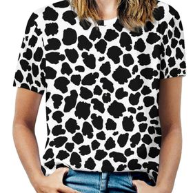 AILLOSA YH-115 Tamamı Baskılı Kısa Kollu Yuvarlak Yaka Kadın T-shirt