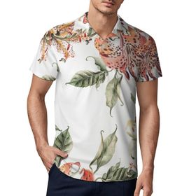 AILLOSA YH-119 3D Baskılı Desen Kısa Kollu Polo Yaka Erkek T-shirt