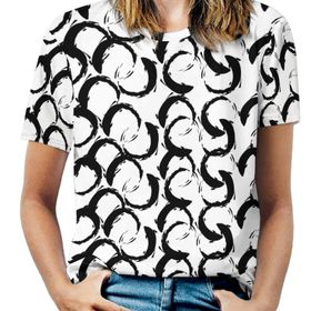 AILLOSA YH-12 Tamamı Baskılı Kısa Kollu Yuvarlak Yaka Kadın T-shirt