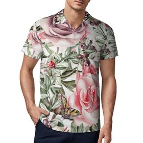 AILLOSA YH-120 3D Baskılı Desen Kısa Kollu Polo Yaka Erkek T-shirt