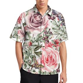 AILLOSA YH-120 Aloha Hawaii 3D Desen Kısa Kollu Erkek Gömlek
