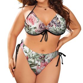 AILLOSA YH-120 Karın Kontrolü İki Parça Büyük Beden Kadın Bikini Seti