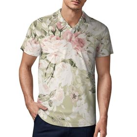 AILLOSA YH-122 3D Baskılı Desen Kısa Kollu Polo Yaka Erkek T-shirt