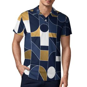 AILLOSA YH-126 3D Baskılı Desen Kısa Kollu Polo Yaka Erkek T-shirt