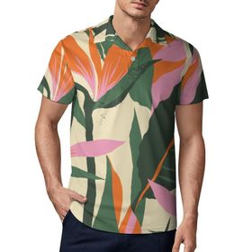 AILLOSA YH-127 3D Baskılı Desen Kısa Kollu Polo Yaka Erkek T-shirt