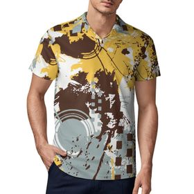 AILLOSA YH-128 3D Baskılı Desen Kısa Kollu Polo Yaka Erkek T-shirt