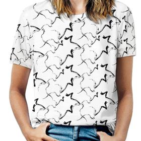 AILLOSA YH-13 Tamamı Baskılı Kısa Kollu Yuvarlak Yaka Kadın T-shirt