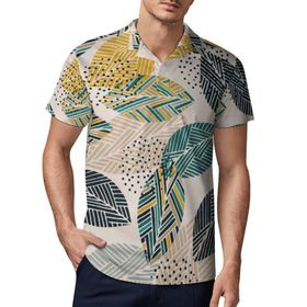AILLOSA YH-130 3D Baskılı Desen Kısa Kollu Polo Yaka Erkek T-shirt