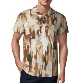 AILLOSA YH-131 3D Baskılı Desen Kısa Kollu Polo Yaka Erkek T-shirt