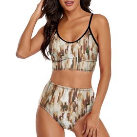 AILLOSA YH-131 Üstü Üçgen Geniş Omuz Askılı Alçak Bel İki Parça Kadın Bikini Seti