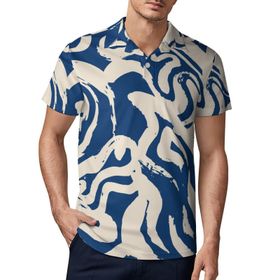 AILLOSA YH-132 3D Baskılı Desen Kısa Kollu Polo Yaka Erkek T-shirt