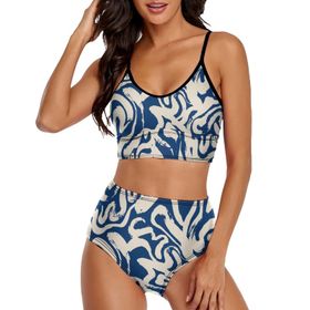 AILLOSA YH-132 Üstü Üçgen Geniş Omuz Askılı Alçak Bel İki Parça Kadın Bikini Seti