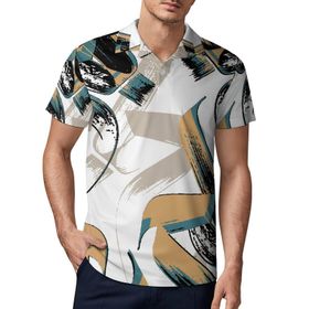 AILLOSA YH-133 3D Baskılı Desen Kısa Kollu Polo Yaka Erkek T-shirt