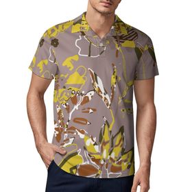 AILLOSA YH-134 3D Baskılı Desen Kısa Kollu Polo Yaka Erkek T-shirt