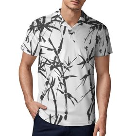 AILLOSA YH-135 3D Baskılı Desen Kısa Kollu Polo Yaka Erkek T-shirt