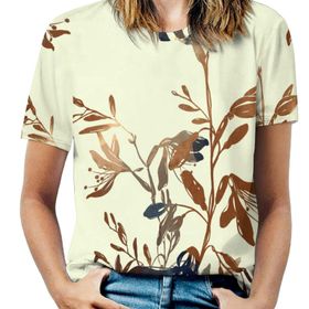 AILLOSA YH-135 Tamamı Baskılı Kısa Kollu Yuvarlak Yaka Kadın T-shirt