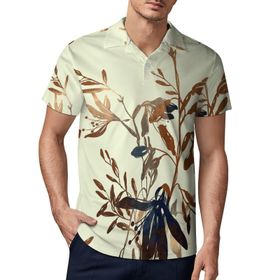 AILLOSA YH-136 3D Baskılı Desen Kısa Kollu Polo Yaka Erkek T-shirt