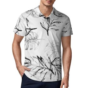 AILLOSA YH-137 3D Baskılı Desen Kısa Kollu Polo Yaka Erkek T-shirt