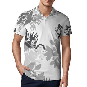 AILLOSA YH-137 3D Baskılı Desen Kısa Kollu Polo Yaka Erkek T-shirt
